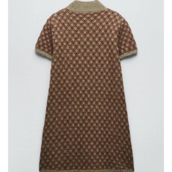 ZARA Gold Button Knit Dress S - Picture 6 of 8